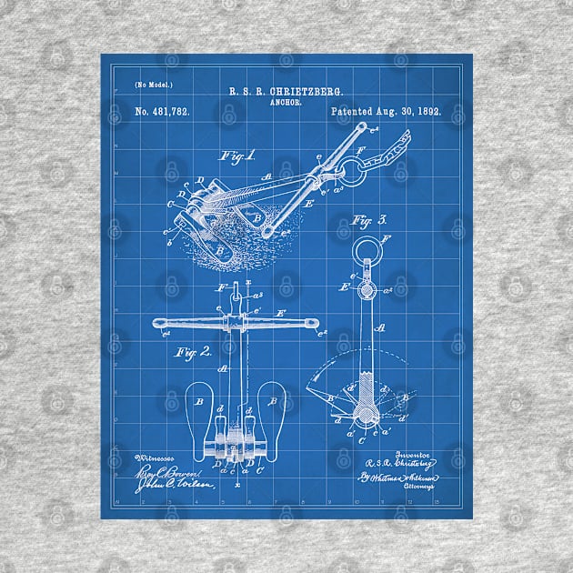 Ships Anchor Patent - Anchor Art - Blueprint by patentpress